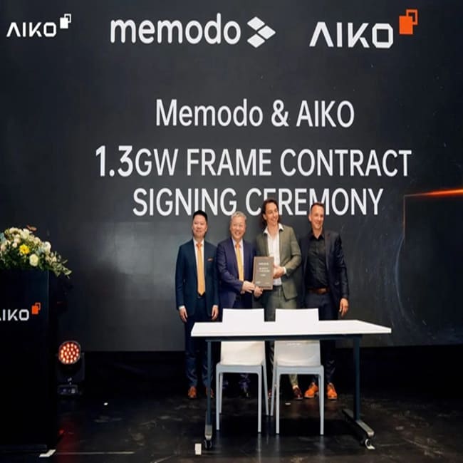 중국 제조업체 Aiko Solar, Memodo와 1.3GW 공급 계약 체결